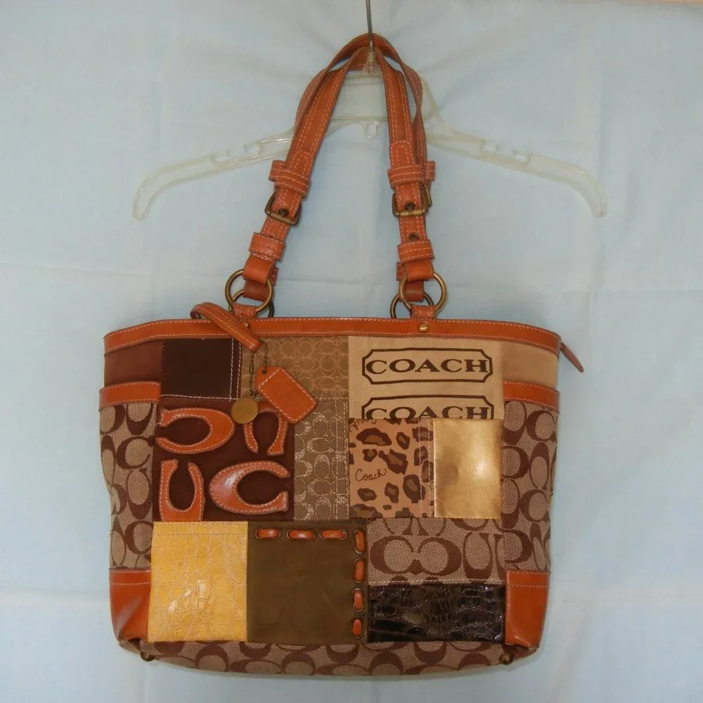 Coach Leather Gallery Purse Shoulder Bag Signature Brown Logo Hangtag Lined - Picture 13 of 14